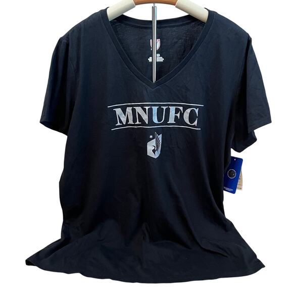 MN MLS  Women's United FC Black Short Sleeve T-Shirt - Size 2XL - NWT - Picture 1 of 7